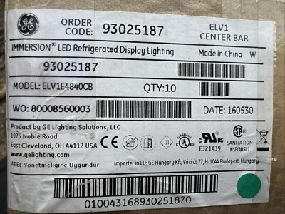 GE INMERSIÓN LED PANTALLA REFRIGERADA ILUMINACIÓN BARRA CENTRAL 93025187; ELV1E4840CB Foto 1 de 2