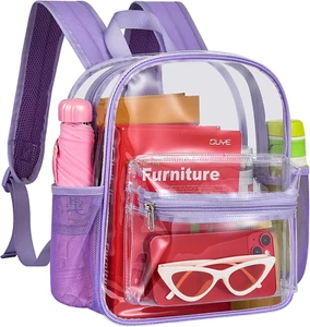 Clear Backpack for Stadium Events, 12X11X4.5 Inch Small Clear Backpack for Conce - Picture 1 of 12