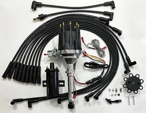 1966-1967 CADILLAC 429 V8 BLACK Small Cap HEI Distributor + 45K COIL + Wires USA - Foto 1 di 16
