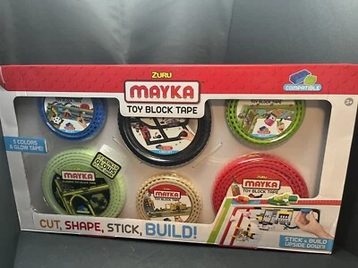 Zuru Mayka Toy Block Tape 26.5 Feet, 6 Pack New, Glow in the Dark, Black, Red - Image 1 of 4