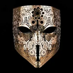Luxury Fancy Gold Bauta Light Filigree Metal Venetian Masquerade Mask - Picture 1 of 3