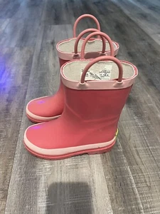 Western Chief Pink Lined Rain Boots toddler size 9/10 EUC - Picture 1 of 6
