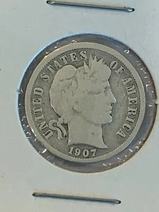 1907 BARBER DIME - Picture 1 of 2