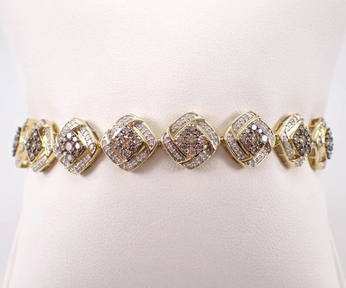 VALENTINO Bracciale Tennis 7Ct Taglio Tondo Simulato Diamante Statement Placcato Oro Giallo 14K