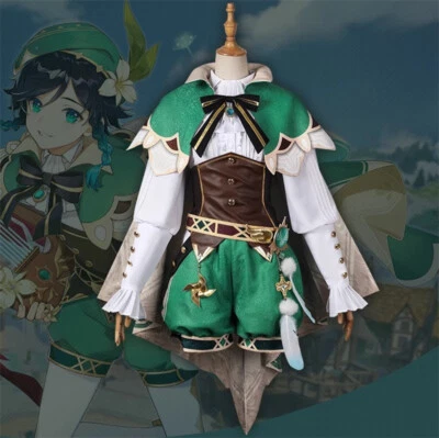 Conjunto completo de vestido de carnaval Genshin Impact Venti fantasia cosplay Halloween - Imagem 1 de 4