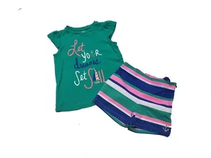 Gymboree Girls Shirt Shorts Size 10 Stripes Anchors Let Dreams Sail - Picture 1 of 9