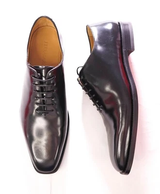 $1,090 FERRAGAMO - Black Leather "GEOFFREY" Oxfords - 11.5 D - Image 1 of 4