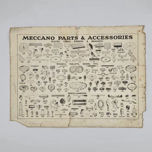 Meccano Parts and Accessories Chart 1930s Vintage Original Liverpool Parts List - Picture 1 of 7