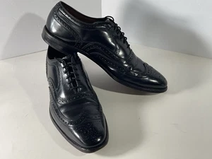 Allen Edmonds McAllister Dress Shoes Mens 10.5 B Black Leather Wing Tip Oxford - Picture 1 of 9