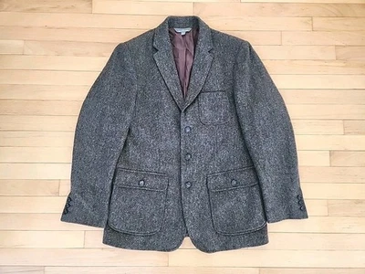 LL Bean подпись шерстяная смесь твидовый блейзер мужской размер 42R серый пятна Academia - Изображение 1 из 4