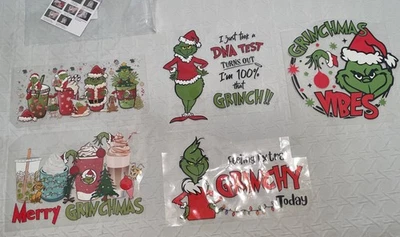 Переводные наклейки Grinch Whoville Holiday Christmas Iron On точное изображение 5 шт. - Изображение 1 из 4