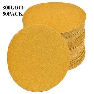50 piezas 150 mm 6 pulgadas papel de lija dorado sin agujero gancho y bucle agarre discos de lijado grano 800 - Imagen 1 de 7
