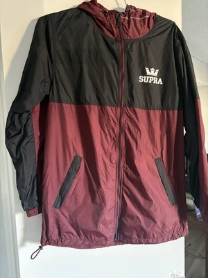 Jaqueta corta-vento masculina SUPRA tamanho médio borgonha preta NOVA com etiquetas - Imagem 1 de 4