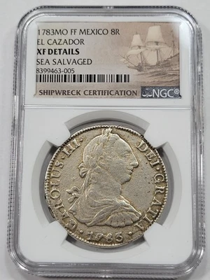 1783 Mo Mexico Silver 8 Reales EL CAZADOR Shipwreck NGC XF Certified *K686 - Image 1 of 3