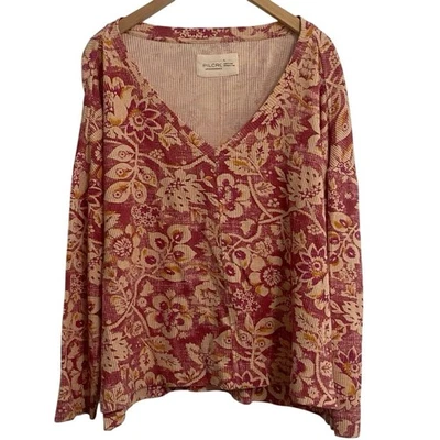 Top térmico tejido gofre Anthropologie Pilcro Moira grande floral talla grande boho Foto 1 de 4