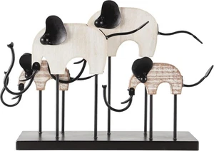 Metal Elephant Decorative Sculpture Overlapping Home Decor Statue Wood Accent - Picture 1 of 9