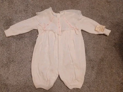 Mameluco bebé vintage años 80-90 cuidado materno 0-6 meses recién nacido rosa y encaje nuevo con etiquetas algodón Foto 1 de 4