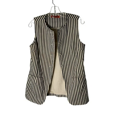 Simon Miller Vest Striped Linen Del Mar Ivory Black Women's Size 6 *READ FLAW* - Image 1 of 4
