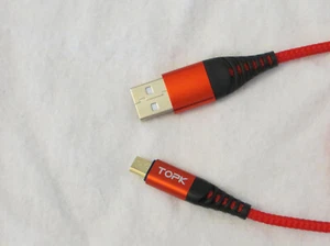 Topk Super Resilient Braided Micro USB Charger Cord Data Cable 3ft Red - Picture 1 of 3