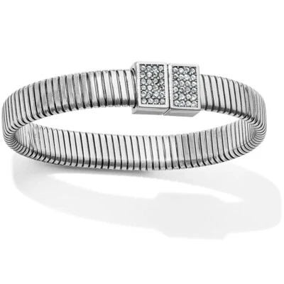NWTag Brighton MERIDIAN ZENITH TUBOGAS Soft Silver Crystals Bangle MSRP $78 - Image 1 of 3