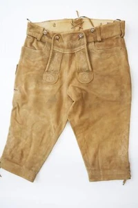 Kaum getragen dicke Wildbock o.ä. Lederhose Kniebund Stickerei weich braun Gr.50 - Bild 1 von 9