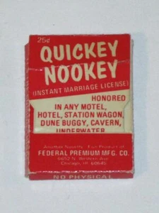 Vintage 1971 QUICKEY NOOKEY Instant Marriage License Novelty! Linger Ointment Ad - Picture 1 of 6