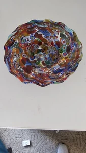 Vintage Italian Fratelli Toso Floral Millefiori Murano Glass Ruffled Dish  - Picture 1 of 4