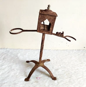 19c Vintage God Shiva Temple Snake Nandi Decorated Iron Opium Filter Stand I953 - Photo 1 sur 9