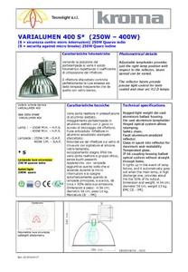 400W Faro Proiettore Kroma Tecnolight Srl VARIALUMEN 400 High Bay 22" Reflector - Foto 1 di 6