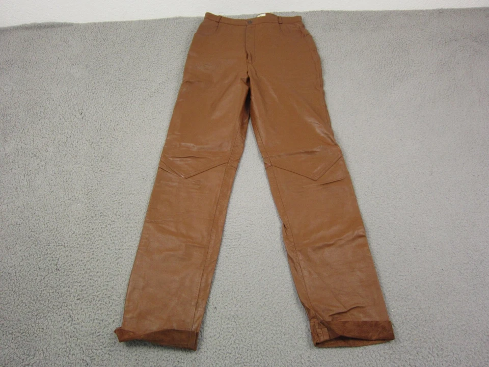 Pantalones de cuero vintage Vakko para mujer 11/12 marrón hechos en EE. UU. discoteca años 70 80 damas Foto 1 de 4