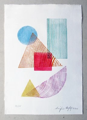 Siegfried Assfalg 1915-2012 Komposition Holzdruck Konkrete Kunst Kleinauflage - Bild 1 von 4