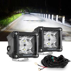 AUXBEAM Pair LED Cube Pods Work Light Spot Flood Driving Fog Offroad ATV UTV 3" - Picture 1 of 12