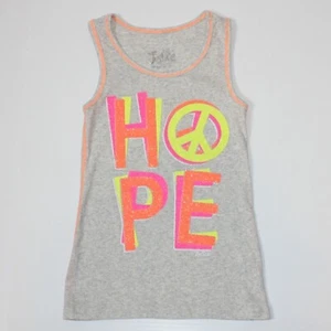 Justice Girl's Gray Colored with Hope & Peace Sign Graphic Tank Top in size 6 - Picture 1 of 2