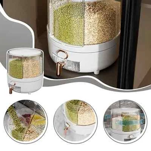 Rice and Grain Storage Container, 360° Rotating Food Dispenser Measuring Cylinde - Picture 1 of 3