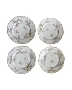 9.5" Haviland Limoges Schleiger Pink Ditsy Flowers Porcelain China Plates - Picture 1 of 3