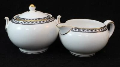Crema y azucarero Wedgwood ULANDER NEGRO con tapa porcelana de hueso EXCELENTE ESTADO Foto 1 de 4