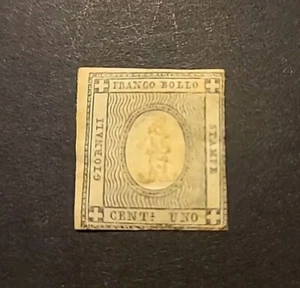 1861 'Italy' Sardinia Newspaper Postage Due Stamp - 1 Cent Imperforate. - Picture 1 of 2