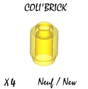 lego 3062 b - 4x Brique Ronde Brick Round 1x1 open stud - Trans Yellow - NEUF - Imagen 1 de 1