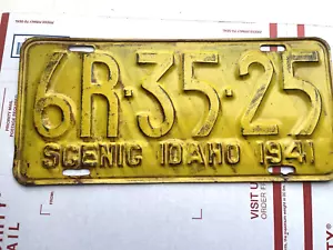 1941 Idaho License Plate - Original Paint - 6R-35 - 25 Madison County - Picture 1 of 5