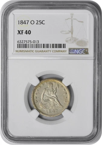 1847-O Liberty Seated Silver Quarter EF40 NGC Cover