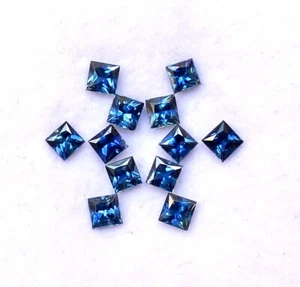 3 mm Natural Blue Sapphire Square Princess Cut Lot 12 Pcs 2.18 CTS Loose Gems - Picture 1 of 7