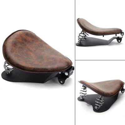 Base de resorte de asiento de sillín individual de cuero bobber para motocicleta para Harley Sportster 883 Foto 1 de 4