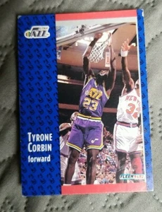 1991-92 Fleer Utah Jazz Basketball Card #364 Tyrone Corbin - Picture 1 of 2