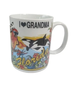 Vintage Florida I Love Grandma Mug Killer Whales Parrot Tiger Space Shuttle - Picture 1 of 7