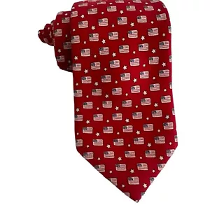 Vineyard Vines American Flag&Stars Neck Tie USA 100% Silk Red 58" Patriotic NEW - Picture 1 of 3
