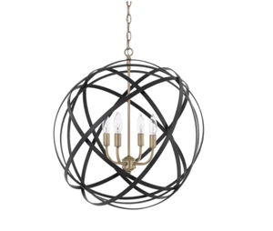 Capital Lighting Axis 4 Light 23" Wide Cage Pendant Aged Brass & Black | 4234AB - Picture 1 of 1