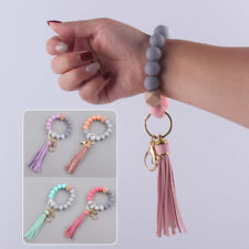 Wrist Key Chain Anti-lost Bracelets Wooden Beads Wrist Keyrings Wristband Beads