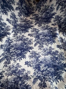 Edredón Pottery Barn Marine Toile completo/queen azul blanco lino mezcla de algodón floral - Imagen 1 de 7