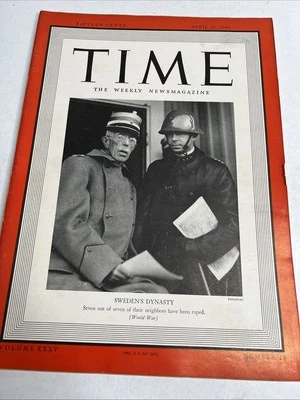 Time Magazine WWII German Occupation Swedens Dynasty April 29 1940 7Y - Image 1 of 2