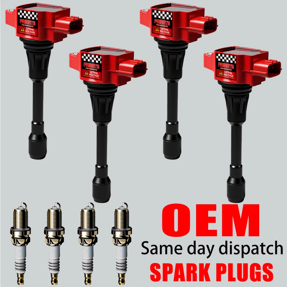 4x Bobina de encendido y bujía de alto rendimiento OEM para Nissan Altima Versa UF549 Foto 1 de 4